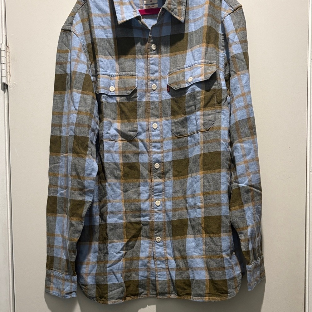 Levi's Blue and Brown Plaid Shirt Jacket